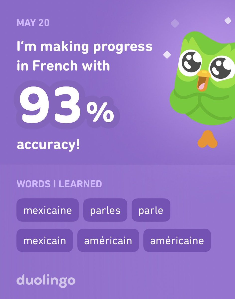 bbertolo's tweet photo. I’m learning French on Duolingo! It’s free, fun, and effective. https://t.co/rQEozhC6AS
