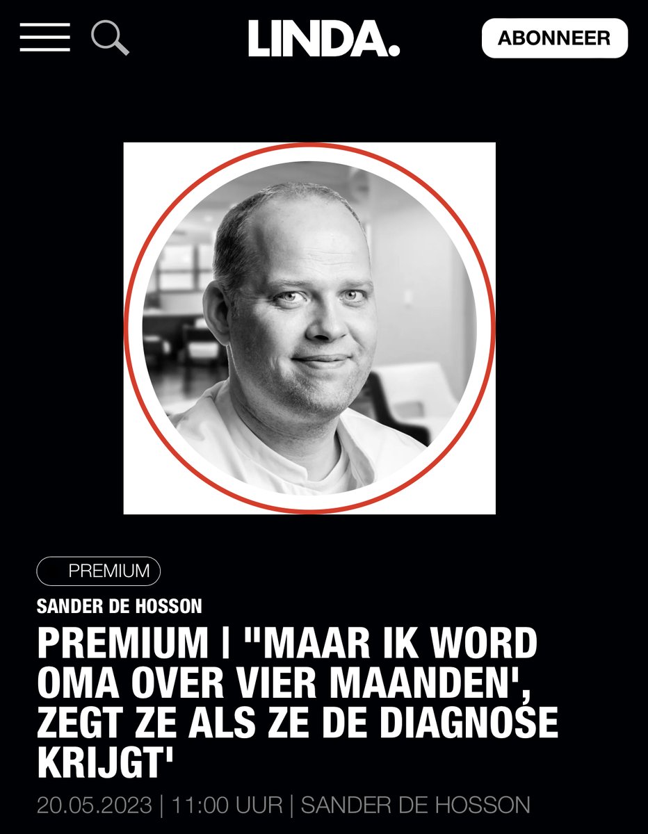 “Als ik haar dat vertel, is ze even stil. Dan heft ze haar vinger naar me op. Haar ogen fonkelen. ‘U gaat ervoor zorgen dat ik het haal.’”

Waarom de definitie van kwaliteit van leven voor iedereen anders is.

linda.nl/premium/sander…