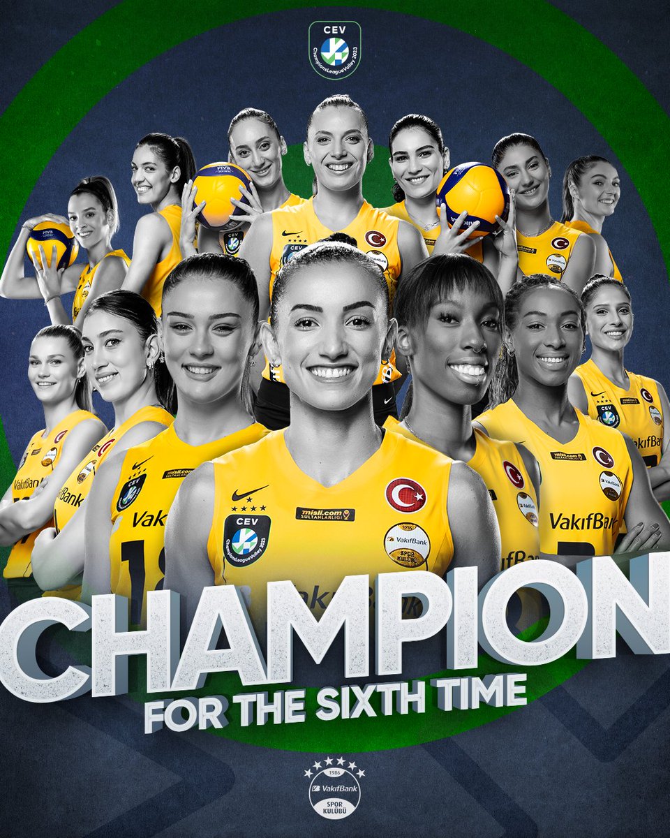 Champion for the sixth time! 💛🖤

#ForMore #VakifBankSK #VoleyBol #VolleyBall #CLVolleyW <a href="/CEVolleyballCL/">Champions League Volley</a>