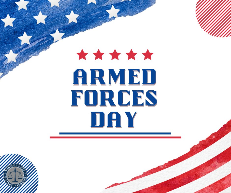 WashoeCoDA's tweet photo. "On behalf of the WCDA, we extend our deep gratitude and unending appreciation to the men and women who answered the call and serve in the Army, Navy, Marine Corps, Air Force, Coast Guard, Space Force, National Guard and Reserve," DA Chris Hicks #WCDA #ArmedForcesDay https://t.co/vTtEW7yBvN
