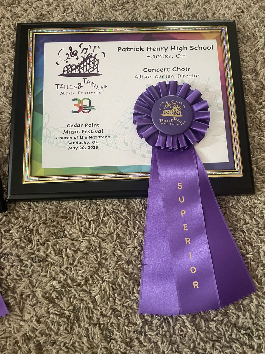 AllisonGerken's tweet image. The Patrick Henry High School band and choir participated in the @cedarpoint Trills and Thrills Music Festival this morning.  The band received an Excellent rating and the choir received a Superior rating!  #musicmatters #phstrong @PHPatriotMusic