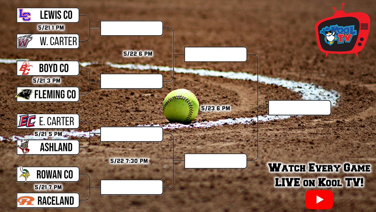 UPDATED: Here is a look at the updated dates &amp; times for 16th Region Softball which will start tomorrow with Lewis &amp; West at 1pm with a 12:45p pregame on <a href="/KoolHitsSports/">Kool TV</a>. 

<a href="/SparksWillFly35/">Matthew Sparks</a> <a href="/zklemmeHD/">Zack Klemme</a> <a href="/KeithMorehouse/">Keith Morehouse</a>