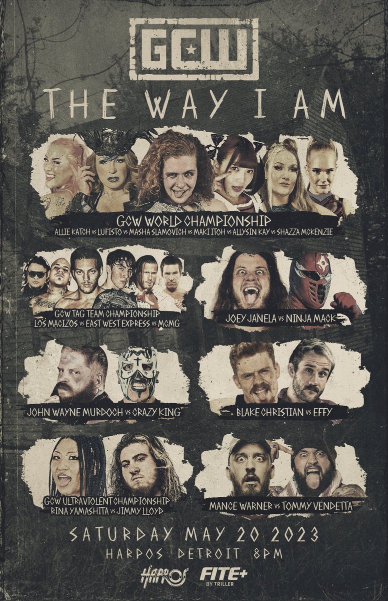 *TONITE 8PM*

GCW is back in DETROIT with a packed house and a loaded lineup for #GCWTheWay!

6Way GCW Title Match
East West v MCMG v Macizos
Janela v Ninja
JWM v Crazy King
Mance v Vendetta
Effy v Blake
Rina v Lloyd
Nick Gage

Tix:
GCWTHEWAY.EVENTBRITE.COM

Watch LIVE on @FiteTV+