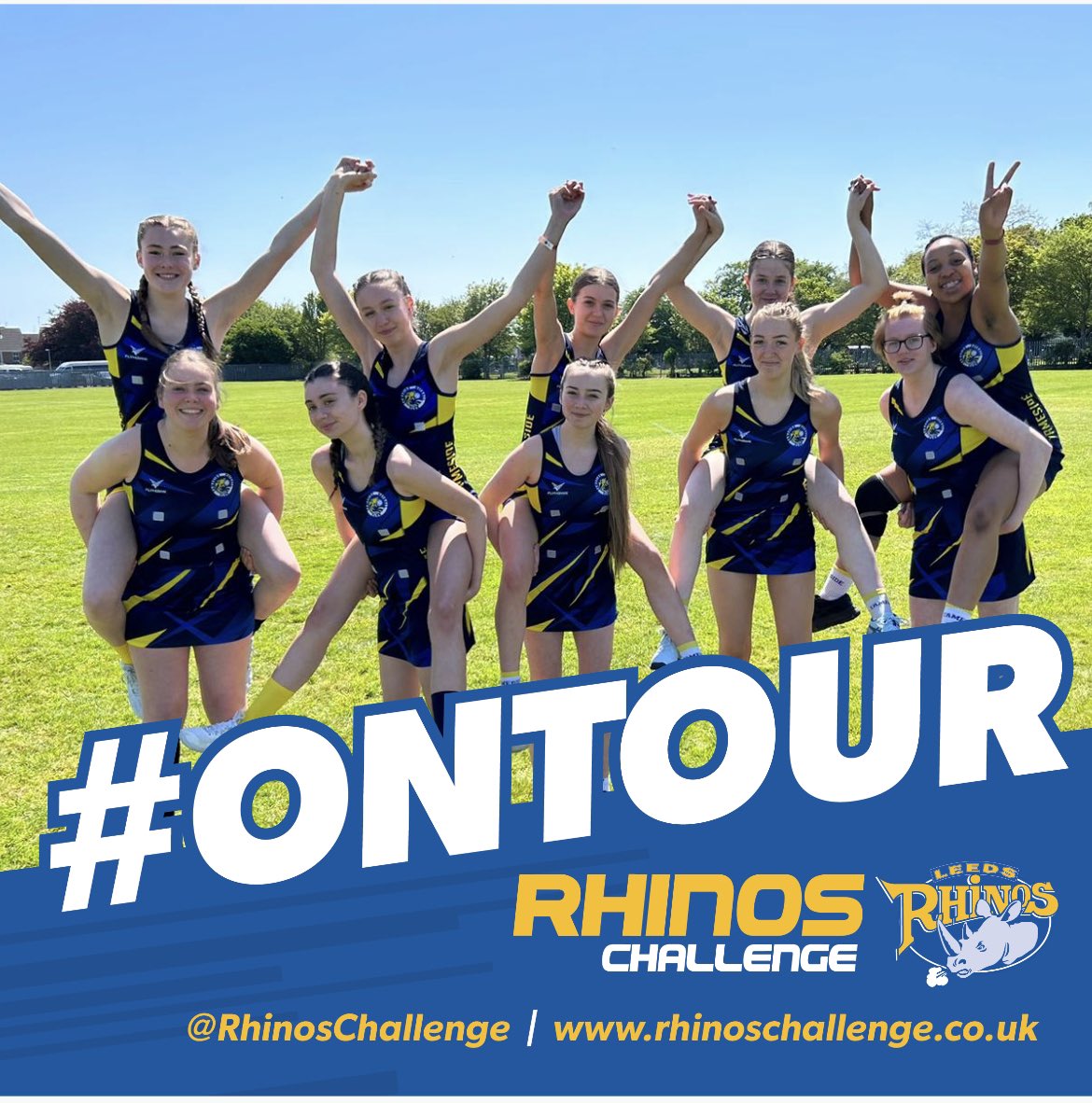 redmashman74's tweet photo. @TamesideNC u15s starting the day off with a pic with @Paige_kindred before a fab day of netball in the sunshine @RC_Netball #rhinosweekender #butlins #rhinos https://t.co/fdeihLbwfc