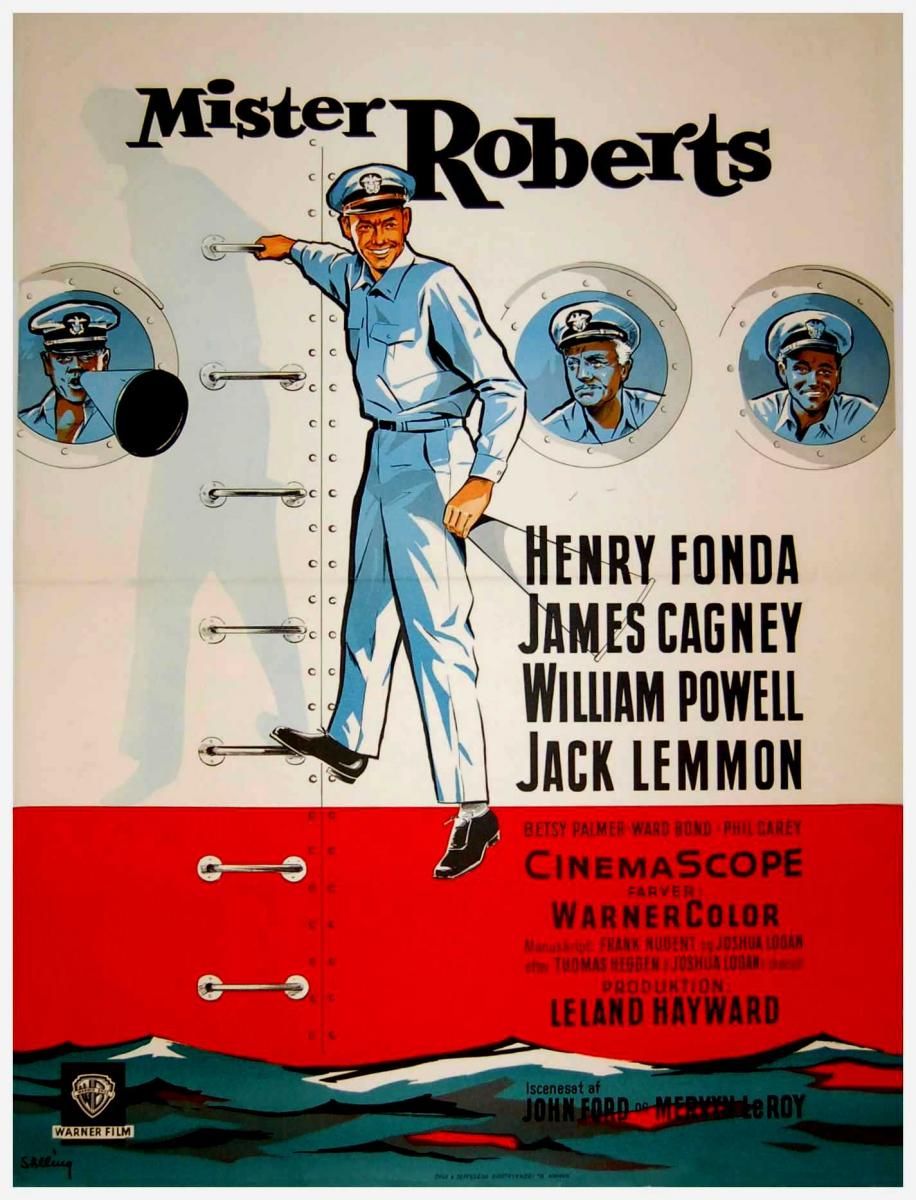 The #DefinitiveMOVIES! are on the #moviestvnetwork (channel 2.2 in #Detroit/#yqg) every Saturday night at eight. Tonight's film is the 1955 war-comedy #MisterRoberts starring #HenryFonda #JamesCagney as the captain, #WilliamPowell as Doc and #JackLemmon as #EnsignPulver. #MOVIES!