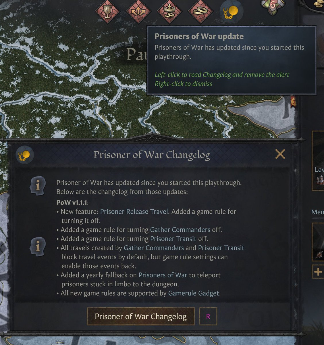 Going forward, all Mostly Mechanical #CK3Mod for <a href="/CrusaderKings/">Crusader Kings III</a> will have an in-game Changelog to let you know that the mod updated if you started your current savegame on an earlier version. If necessary and possible, it will also run a script to fix savegame incompatibilities!