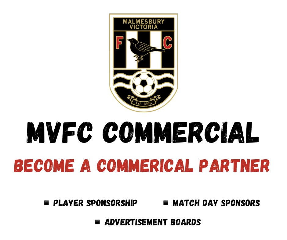 MalmesburyVics's tweet photo. MVFC COMMERCIAL! 

Over the next few weeks we will be positing fantastic opportunities to team up with us over both our first team and reserve team. 

From player sponsors to match day sponsors! We will be offering these at great prices with many perks. 1/2 https://t.co/1ERgYfrOWE