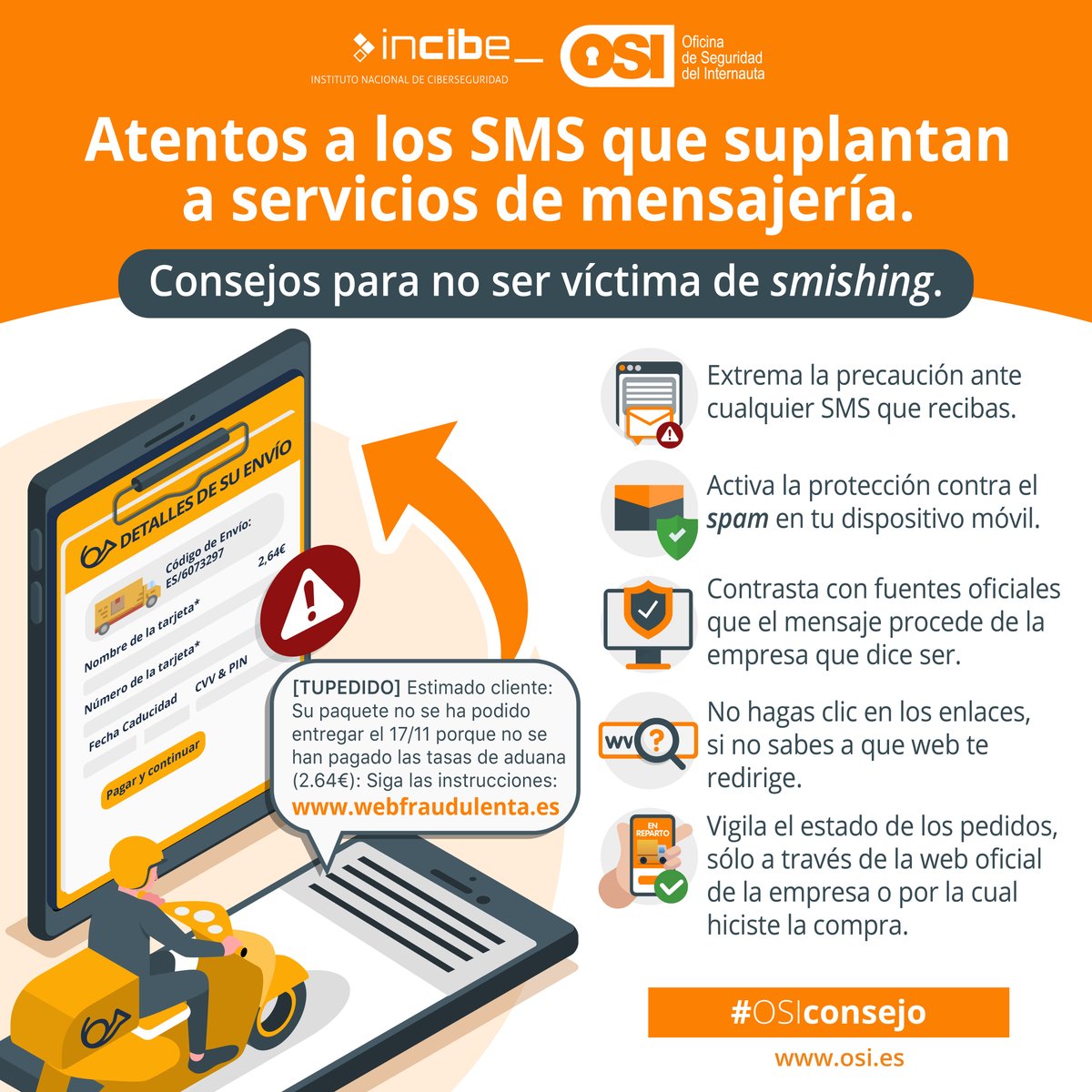 dirbapont's tweet photo. RT osiseguridad: Aprende a detectar mensajes fraudulentos que suplantan a servicios de #mensajería a través de SMS 📲. ¿Sabías que existía este #engaño? #Smishing

https://t.co/Vm6lsy97ny https://t.co/J81kqHF8IA
