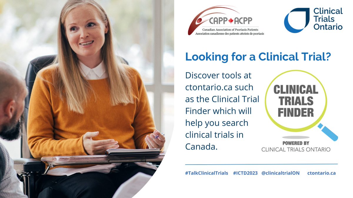 Have you seen @clinicaltrialON’s Clinical Trial Finder? Built with input from patients, caregivers and others, this tool can help you find a clinical trial in Canada: bit.ly/2kIir0J #TalkClinicalTrials #ICTD2023