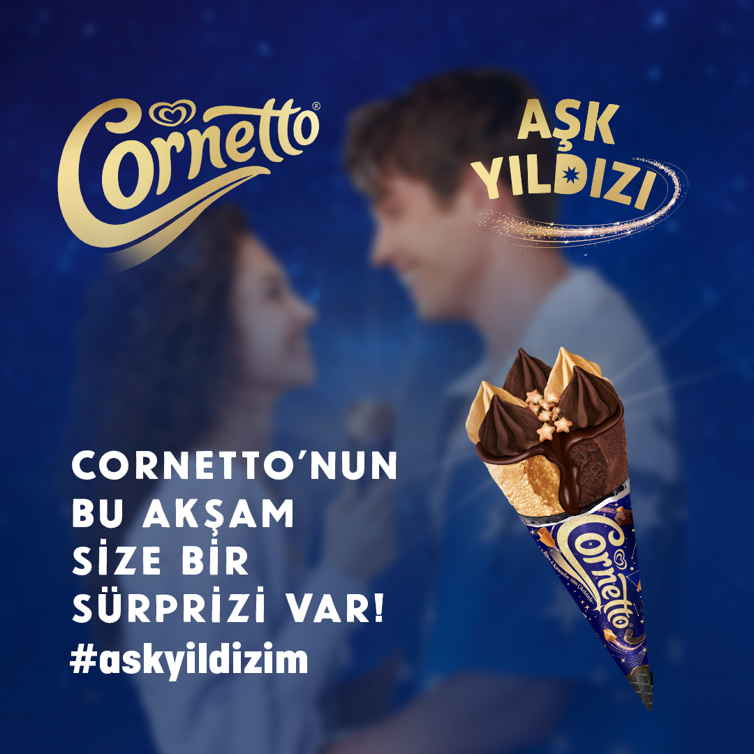 Önümüzde kocaman bir yaz bizi bekliyor.
... Ve bu yaz Cornetto’yla Aşk Yıldızı hepimiz için parlayacak! 
Cornetto ile yıldızlarla dolu bir akşama hazır mısın? 🌟
#askyildizim