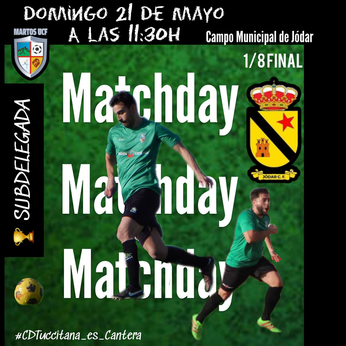 CulturalDeport2's tweet photo. 💚🖤 #MATCHDAY
🏆#SUBDELEGADA ⚡
¡JUEGA EL MARTOS UNIÓN!🤩
⚽💫

🆚 @EMDJodar
📌1/8 #FINAL
🏟️ Municipal de Jódar 
⏰ 11:30H

#JódarMartosUnión
#VamosMartosUnión 💪 https://t.co/WGUkpSXbYp
