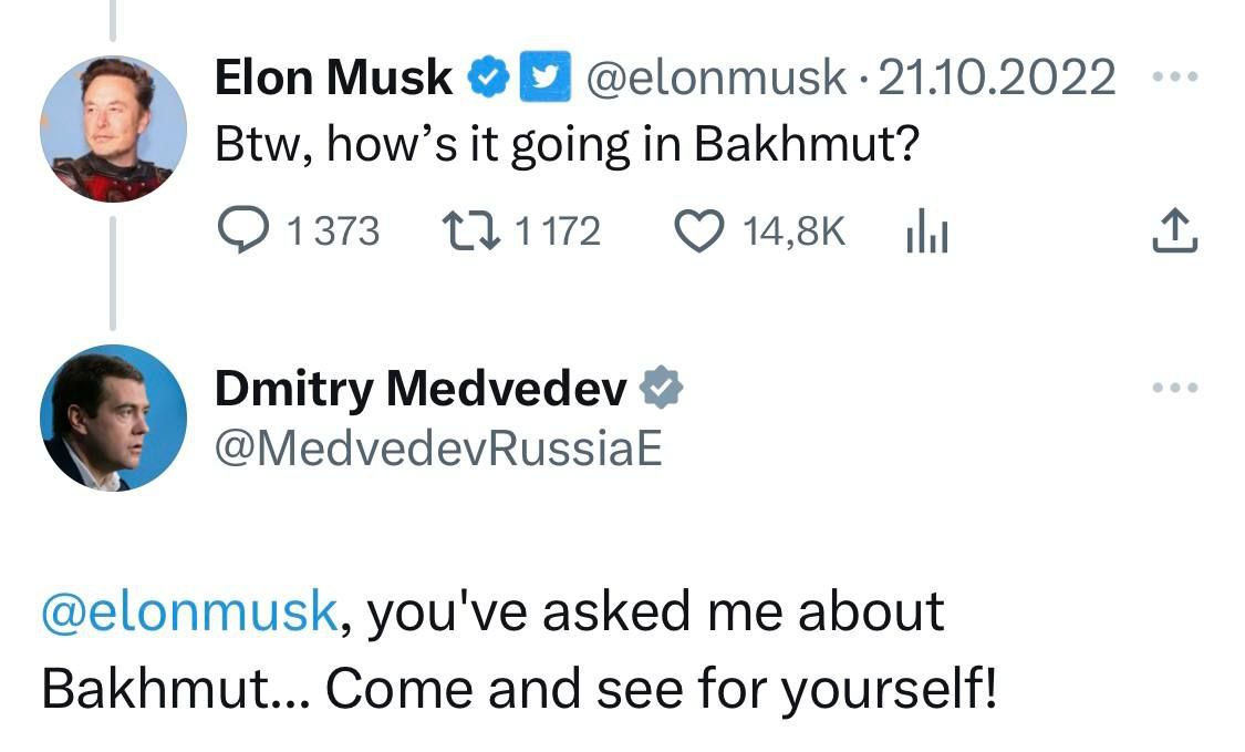 Dmitry Medvedev is trolling Elon Musk. Lol.