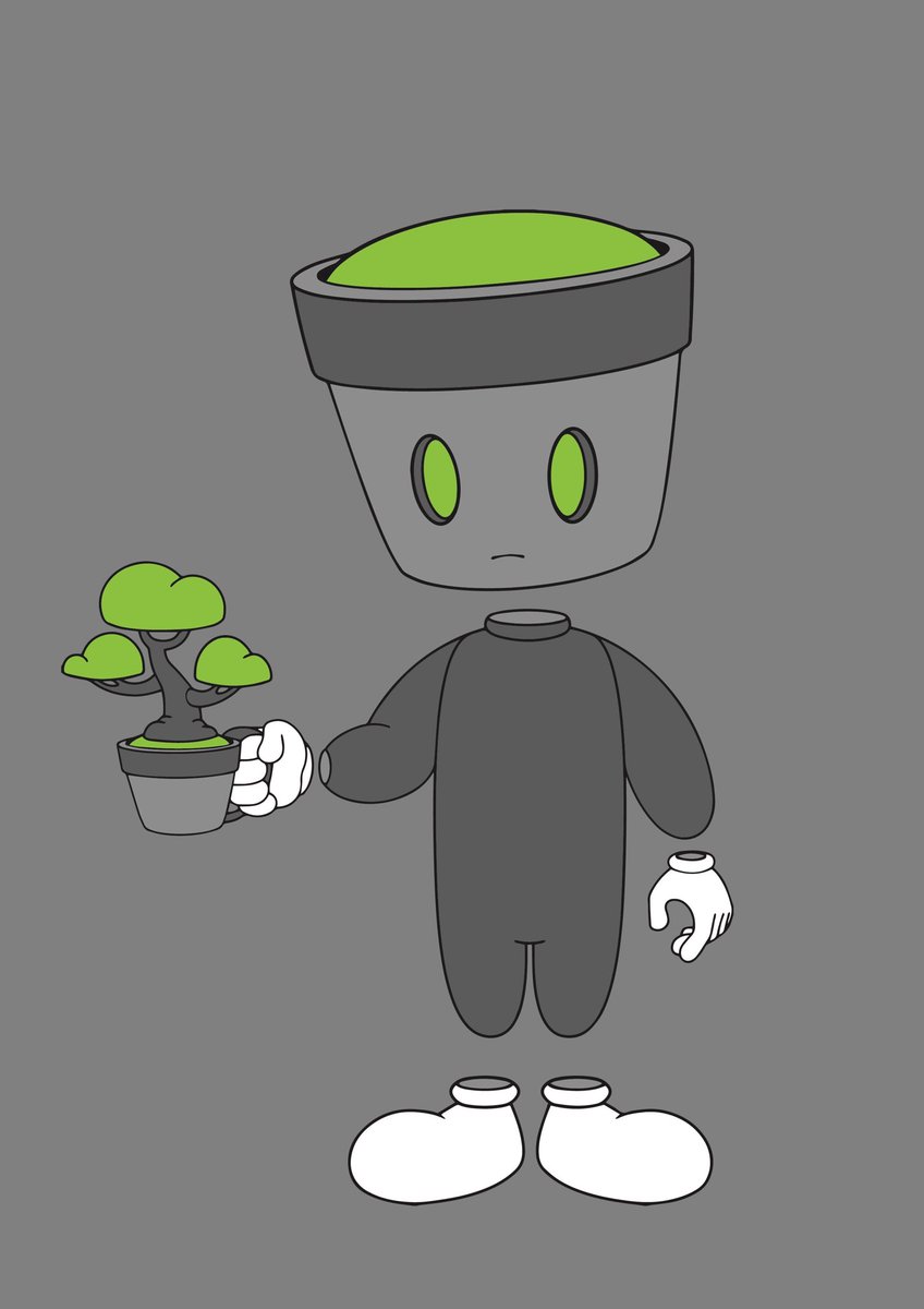 Plant head green and gray #characterdesign #planthead #bonsaiplant