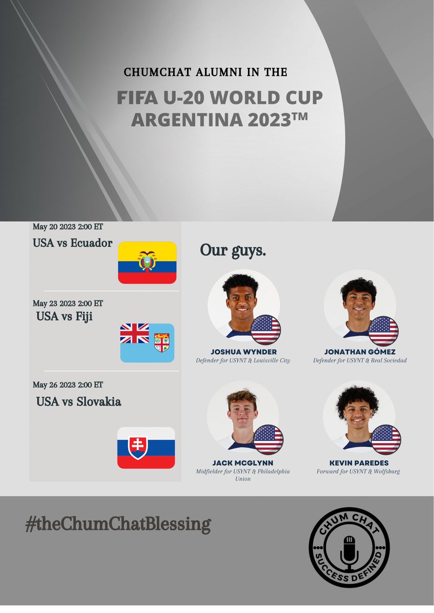 ChumChat1's tweet photo. Goodluck to our ChumChat alumni that will represent the U-20 USYNT in the World Cup!  🏆#theChumChatBlessing https://t.co/pcHHJxedBy