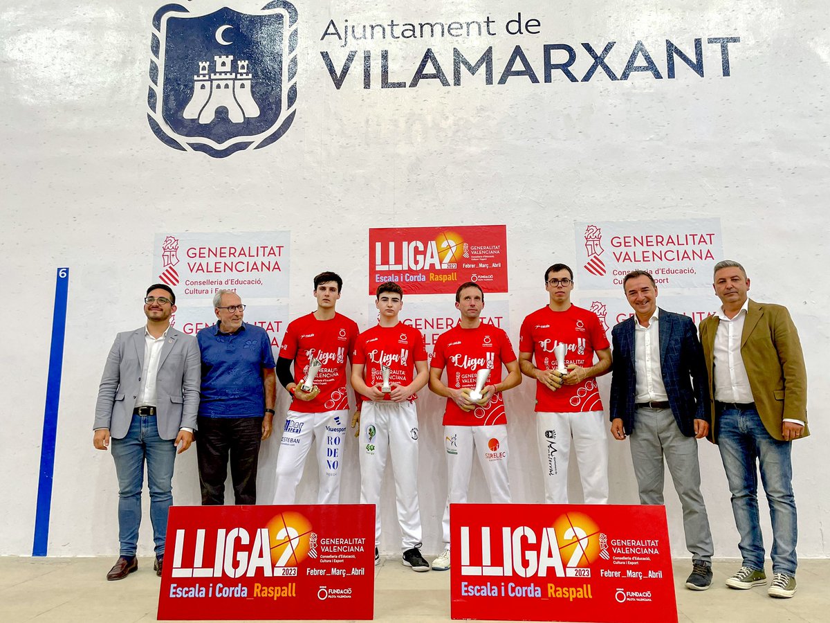funpival's tweet photo. 🏆Campions de la Lliga2 #escalaicorda 
 JULIO, CARLOS I GUILLEM 🏆
ENHORABONA !!! 

📌 Trinquet de @ajvilamarxant 

55🔴Mario, Héctor i Javi Campos
60🔵Julio Palau, Carlos i Guillem Palau

#pilotaprofessional #lliga2 https://t.co/Sqpm4DomhM