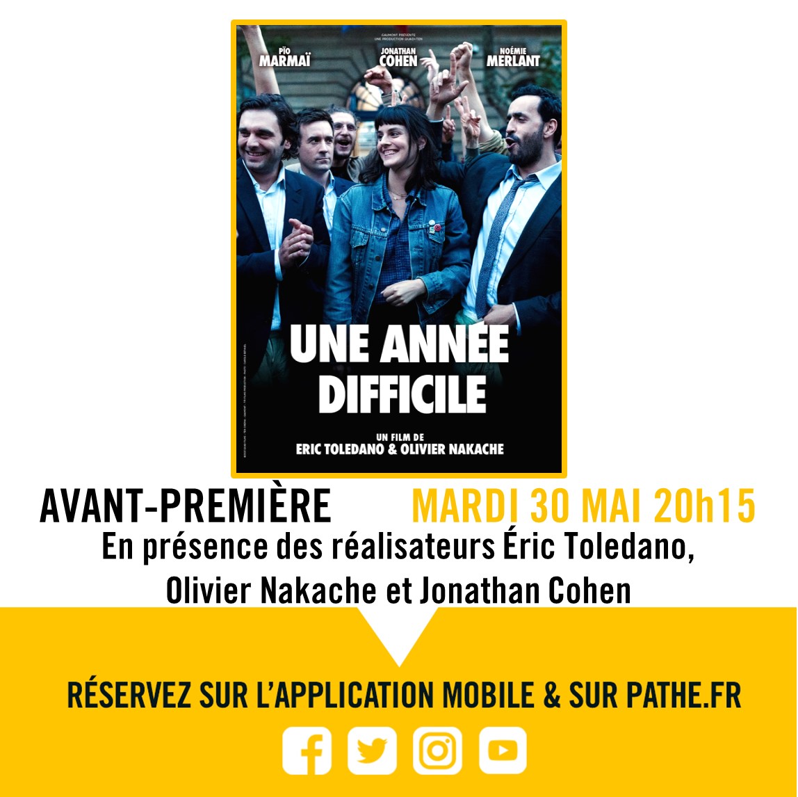 PatheCaen's tweet photo. Venez découvrir "Une année difficile" Mardi 30 mai à 20h15 en présence des réalisateurs ERIC TOLEDANO, OLIVIER NAKACHE et JONATHAN COHEN
Réservez : https://t.co/weUXpoZI8L...
#pathecaen #uneannéedifficile #toledanonakache #JonathanCohen #avantpremiere #caen #pathe #equipedefilm https://t.co/AsiYrgGUKz