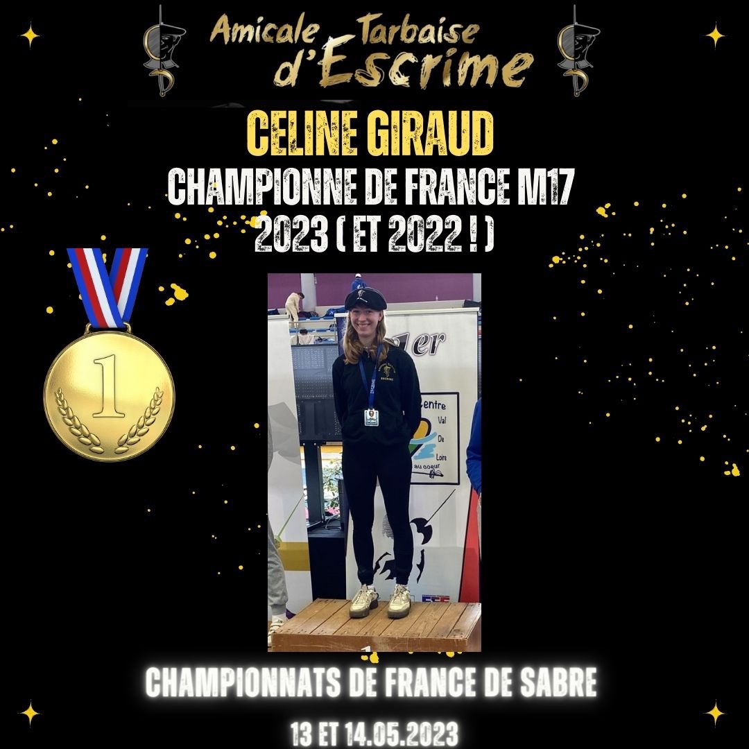 ATEscrime's tweet photo. Championnats de France Sabre M17 
- Céline Giraud Championne de France 🥇(pour la deuxième année consécutive !! ) 
- Jean Gabas, Alban Lienhard, Antony Makhoul, et Benoît Rish-Riffarth Champions de France 🥇par équipe https://t.co/xQHVtiUrZZ