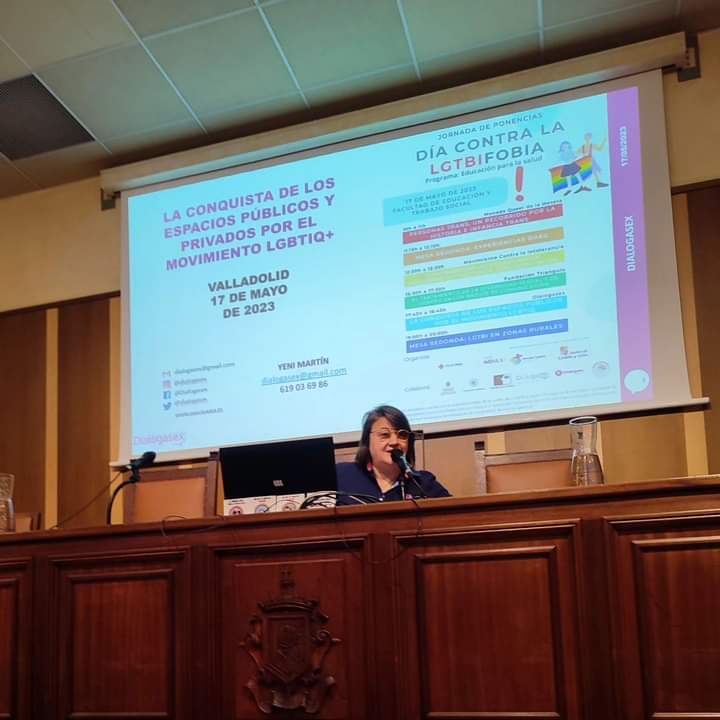 dialogasex's tweet photo. @mluisalmunicio Nuestra compañera @YeniMartinDo impartió la ponencia "La conquista de los espacios públicos por el movimiento LGTBI" en las jornadas organizadas por @cruzrojava en torno al 17M Día internacional contra la LGTBIfobia. https://t.co/g5RoqPzMir