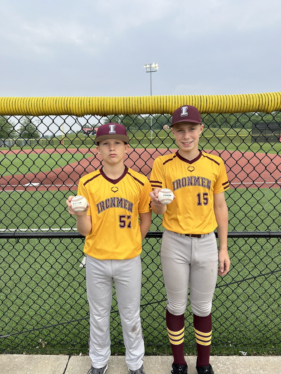 Ironmenprime29's tweet photo. Ironmen Prime 12u-Hargett win game 2 7-4 over Cangelosi Sparks. Shout out to Gideon Harris and Mason Sisk for both hitting 3 run homers in the first inning. Also shout out to Heath Ferree and Jaxson Sparks for a combined 1 hitter. @IronmenBaseball https://t.co/1A8OaO994v