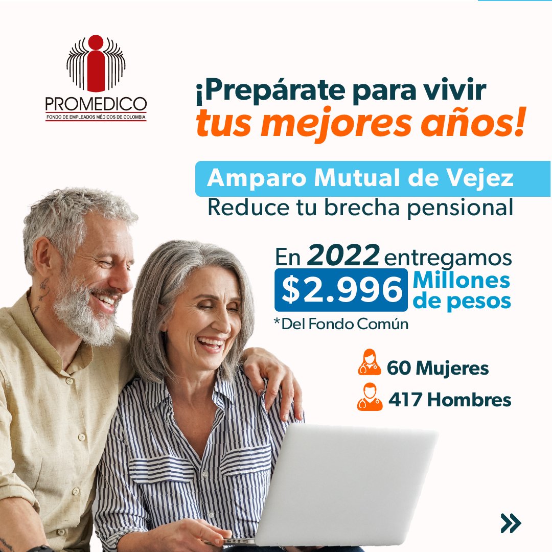 _PROMEDICO's tweet photo. Prepárate para vivir tus mejores años con el Amparo Mutual de Vejez, este beneficio está pensado para reducir la brecha pensional de nuestros asociados al cumplir 60 años de edad.
No aplica para asociados Residentes
Aplican T&C
#GenerarValor #Médico #FondoSolidario #Ahorro https://t.co/aXQzmJQl4Y