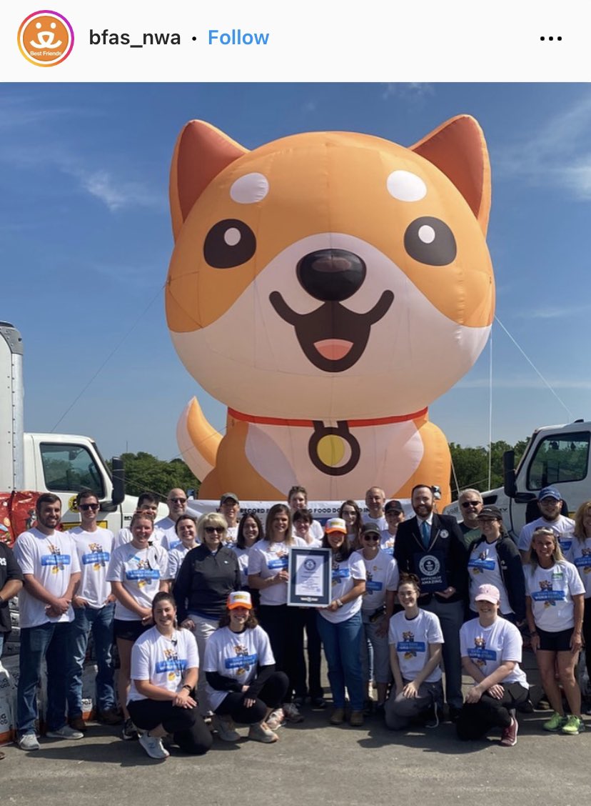BabyDoge's tweet image. Thanks @bestfriends for setting the world record together🐶

“It’s official! 36,750.88 kg, which is equal to 81,012 pounds, 11 oz.

BestFriends and BabyDoge are Guinness world record holders for the largest pet food donation made in one day!!

Public pickup of free dog food…