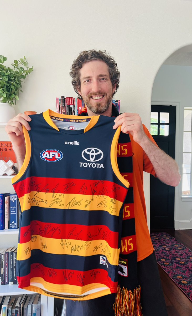 DGlaucomflecken's tweet image. Wow thank you @Adelaide_FC for the signed guernsey! I now demand all my American followers who have no idea what any of this means to be die hard Crows fans immediately.