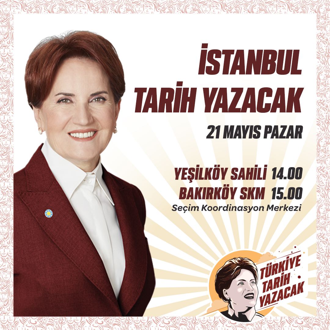 📍21 Mayıs Pazar günü (yarın) 
🕑14:00'te Yeşilköy Sahil’de, 
🕒15:00'de Bakırköy SKM Açılışı’ndayız...

Hiç kimsenin endişesi olmasın;
28 Mayıs'ta #TürkiyeTarihYazacak!