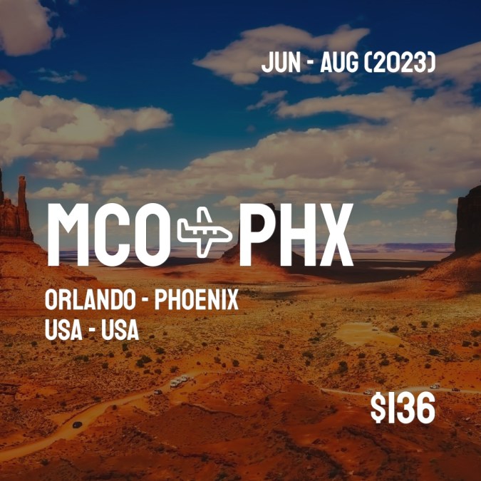 ✈️ Orlando (MCO) to Phoenix (PHX) for only $136 (USD) roundtrip 💸
91 live dates on Adventure Machine. - get the app on iOS or Android #orlando #orlandoflorida #orlandobloom #orlandohairstylist #orlandophotographer #orlandohair