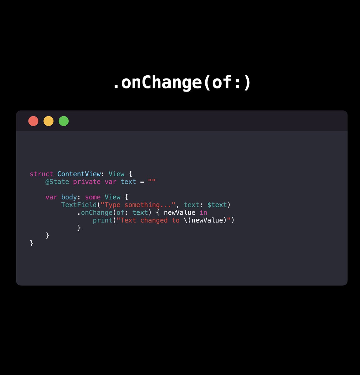 ShoheOhtani's tweet image. 【onChange と onReceive の違い】
棲み分けがちゃんとできてなかった気がするので改めてメモ。

・onChangeはViewの内部状態の変化を監視するのに適している
・onReceiveは外部のイベントや非同期データの変化を監視するのに適している

#SwiftUI #iOSDev #SwiftLang #AppDevelopment
