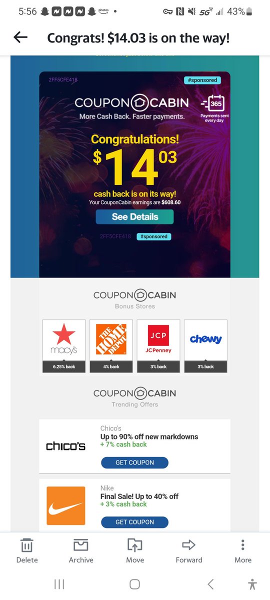 LilJennyD's tweet photo. @CouponCabin  it's awesome to get cashback on items I purchase online!!!! https://t.co/jrUw6SI9D6