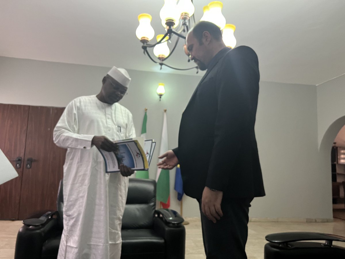 SenKaura's tweet photo. Sequel to his visit to my office few months ago, the Bulgarian Ambassador to Nigeria, Ambassador Yanko Yorbanov invited me to the Embassy Yesterday in continuation of our discussions on attracting Bulgarian investors to invest in our free Zones. https://t.co/l2ZJE0EWZd
