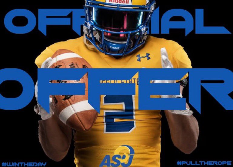#AGTG I am blessed and honored to receive a scholarship offer from Angelo State University to continue my athletic, and academic career.
#RamFam
<a href="/CoachAdamClark/">Adam Clark</a> @ASURamFootball <a href="/KPark_Football/">PARK FOOTBALL</a>