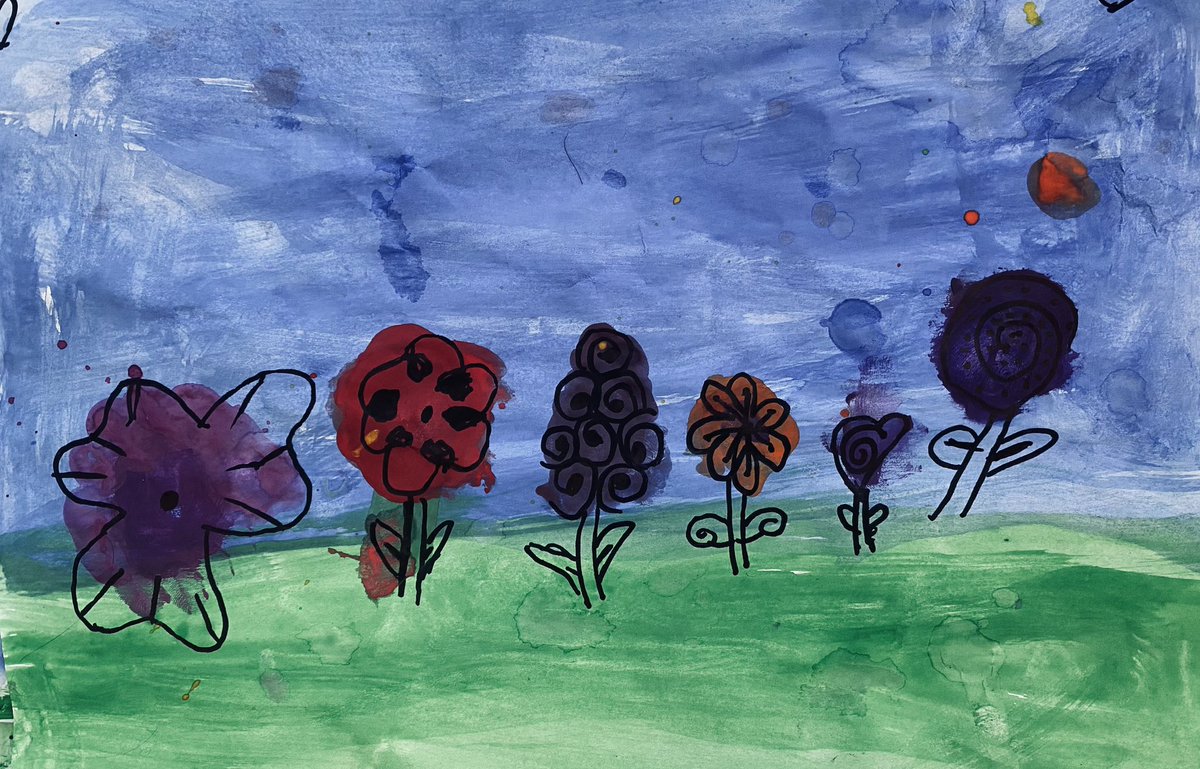 lorwayk's tweet photo. How beautiful are these water colour paintings done by the grade 2/3s?! #art #watercolourpaintings #sharpie @FelixMarchandEC https://t.co/ELanyMVB7r