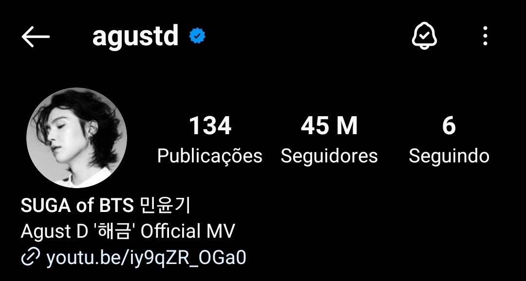 PSBARMY's tweet photo. [INFO] Yoongi ultrapassou 45 milhões de seguidores no Instagram: https://t.co/qp3Kh0Y0JE
