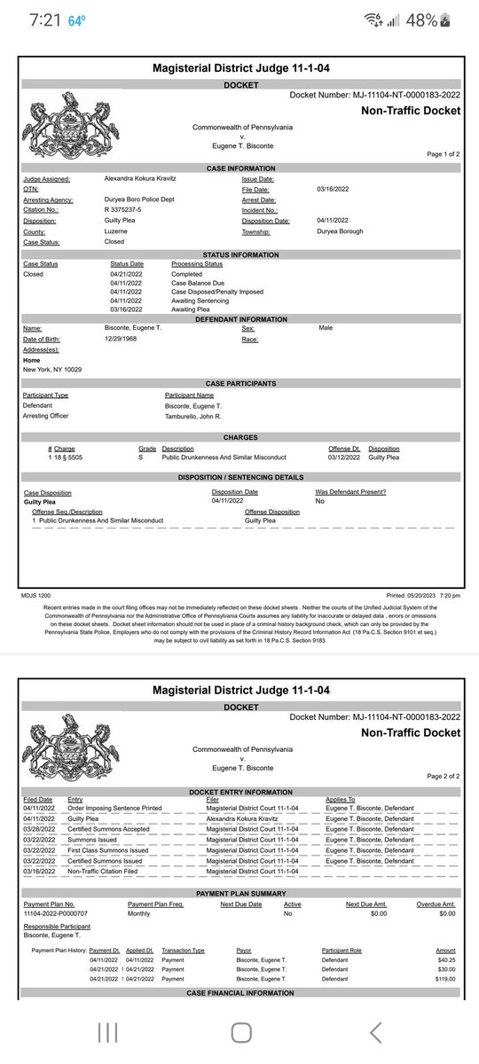 kosmo8's tweet image. .@geno_bisconte here is your PA record for anyone who thinks you had a DUI