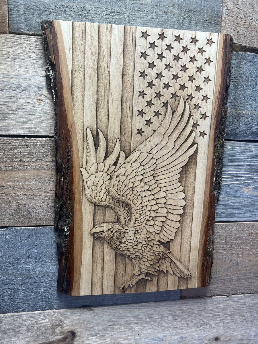 Engraved on Basswood 
#americaneagle #laserengraving