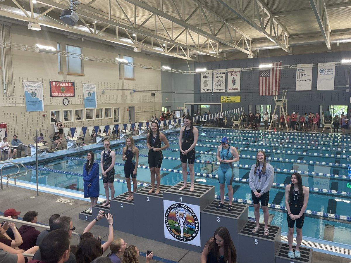 SW puts two on the podium in the 100 free! Miriam Hill in 6th and Presley Baber on the top step. State Champ!