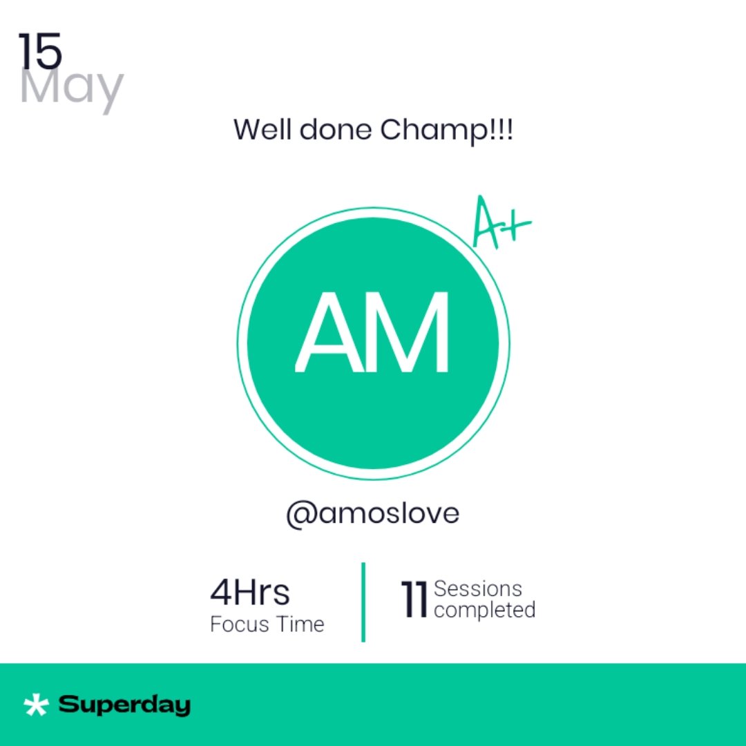 loveamos83's tweet photo. @SuperdayOS @_buildspace I am one who loves  going  online a lot to chat and do other things and it has been a distraction and at the end i won't complete my goal for that day. Since I started using  the superday app, it has made me to be discipline,  I have been completing  any goal I set for that day. https://t.co/NfTtzviS7b