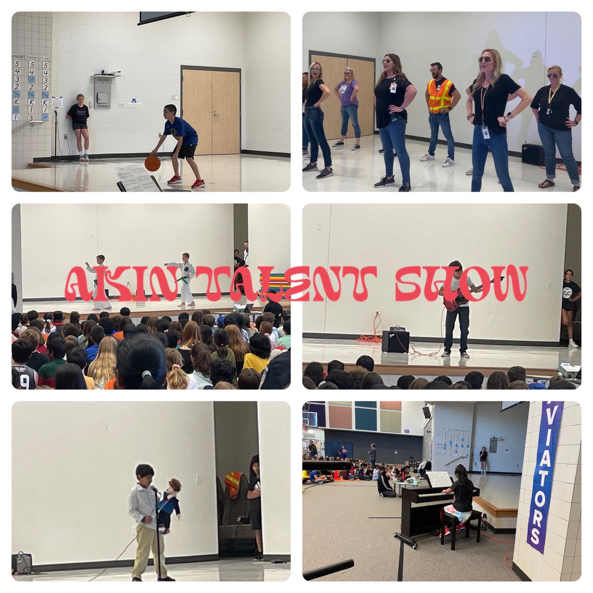 lauren_houser's tweet photo. Akin Aviators show that they’ve got talent! Basketball trick shots, martial arts, guitar, piano, ventriloquist & so much more! Even the teachers represented! #mjakin #dangerzone #1LISD @MJAkinElem https://t.co/iLG8RDgSgC