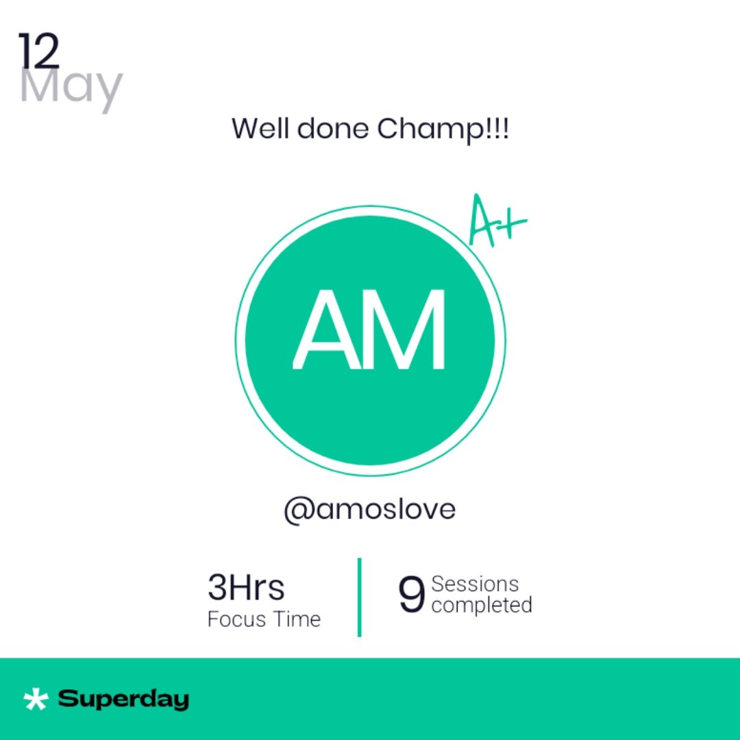 loveamos83's tweet photo. @SuperdayOS @_buildspace I am one who loves  going  online a lot to chat and do other things and it has been a distraction and at the end i won't complete my goal for that day. Since I started using  the superday app, it has made me to be discipline,  I have been completing  any goal I set for that day. https://t.co/NfTtzviS7b