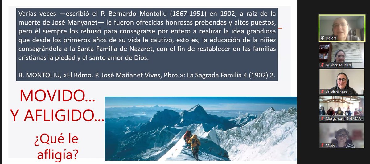 MLaicalNazaret's tweet photo. M. Dolors Gaja, nos acompaña y prepara para la celebración del jubileo de los 150 años y nos recuerda el compromiso de vida de cada miembro del movimiento Laical Nazaret. https://t.co/HD3EfRA1Kr