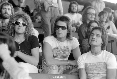 Montrose opening for @thewho in London 1973 at Charlton Festival for 80k people. I was shaking in my shoes, but wow, Montrose was a bad ass rock 'n' roll band! Love this picture of the three of us sitting in the stands, watching The Who! #RonnieMontrose #DennyCarmassi #BillChurch