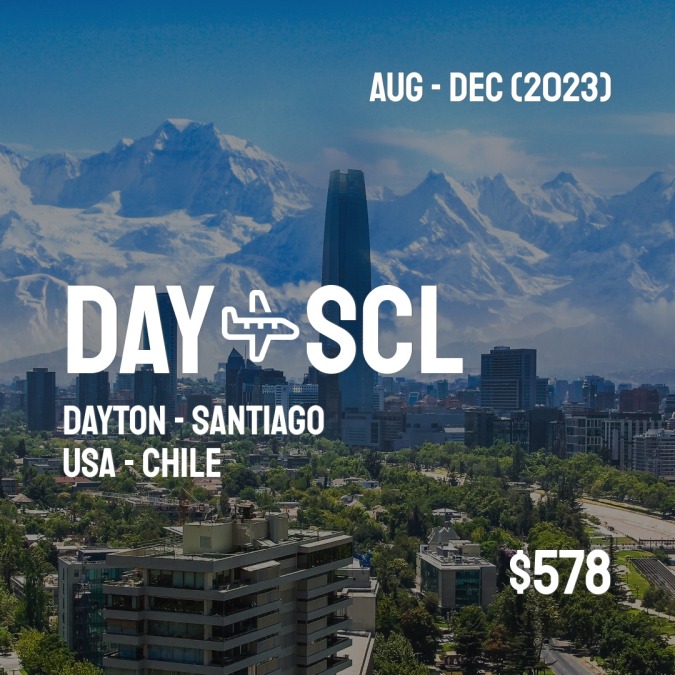 ✈️ Dayton (DAY) to Santiago (SCL) for only $578 (USD) roundtrip 💸
285 live dates on Adventure Machine. - get the app on iOS or Android #dayton #daytona #daytona675r #daytons #daytonaracing #daytonabeach #daytonight #daytonohio