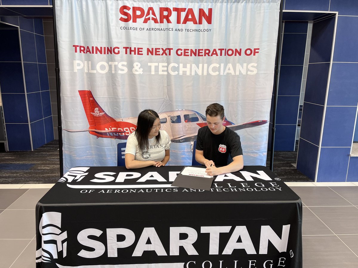 PHS_Innovation's tweet photo. Three PHS Aviation Seniors signed their letter of intent with the Spartan College of Aeronautics &amp; Technology. Aidan Brown &amp; Adam Blodgett (pictured) signed their  letter of intent. Anthony Alberty has also been accpeted to Spartan as well, but wasn’t  availble for the picture. https://t.co/hzQV2cKN1d