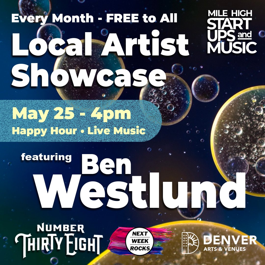 I don't know if we've mentioned this before, but the last Thursday of the month is StartupsandMusic.com at Number 38! Come on out for a happy hour with the amazing Ben Westlund. Come on out May 25 and help Ben change the world.