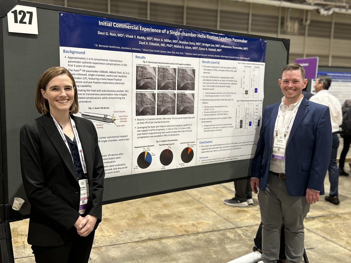 Pleased for the privilege to present our multicenter experience using the Aveir VR leadless PPM! #ArrhythmiaResearchGroup #HRS2023 @Drdevignair @DrBridgetLee @HRSonline