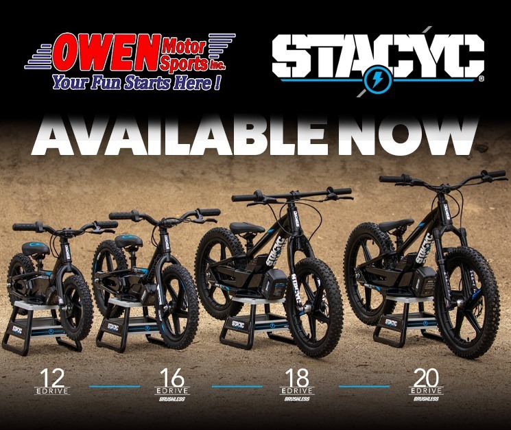 OwenMtrSprts's tweet photo. GET THEM STARTED !!⁠
Get your young one out riding this year. Stacyc Electric Balance Bikes help them learn balance and control as they begin their riding adventures. We have them stock and ready to take home today. Owen Motor Sports in Charleston and Effingham, Your FUN Sta… https://t.co/7ZxipSyIon