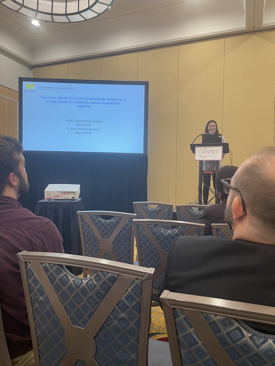 Wei did a wonderful job delivering her talk on the opposing effects of beta 1 and beta 2 signaling in cardiac hypertrophy.

#ASPET2023