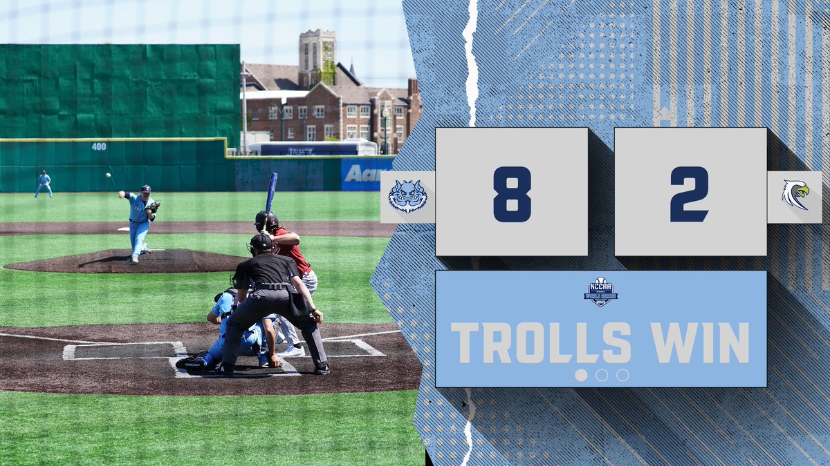 Trinity Athletics (@trollsathletics) on Twitter photo TROLLS WIN!
Jake Ostrowski goes the distance and strikes out seven as <a href="/TrollsBaseball/">Trinity Baseball</a> advances through @thenccaa World Series!
Ostrowski: W, 9 IP, 7 K
Veldman: 2-4, 2B, 3B, 3 R
Cappelletti: 2-5, 2 RBI, R TROLLS WIN!
Jake Ostrowski goes the distance and strikes out seven as <a href="/TrollsBaseball/">Trinity Baseball</a> advances through @thenccaa World Series!
Ostrowski: W, 9 IP, 7 K
Veldman: 2-4, 2B, 3B, 3 R
Cappelletti: 2-5, 2 RBI, R