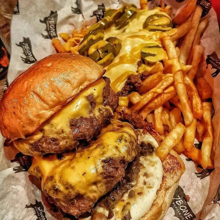 #Амттан Double Cheeseburger and Jalapeño Cheese Fries 🍔🍟🔥